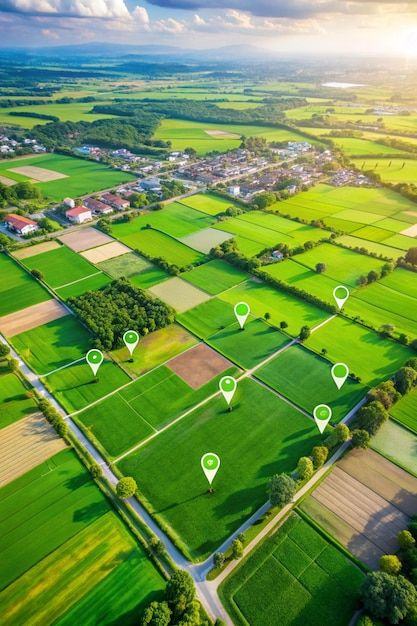Aerial view of land plots